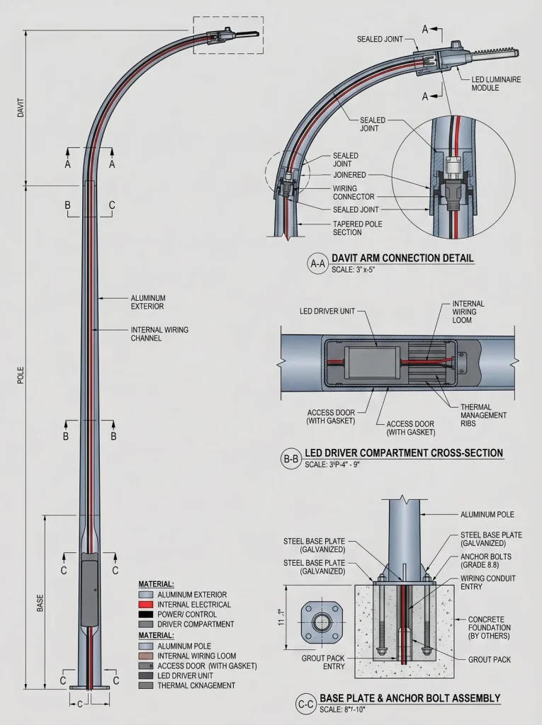 aluminum daivit light pole technical